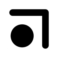 Logo - a black circle and right-angle shape on white circular background